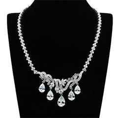 Alamode Rhodium Brass Jewelry Sets with AAA Grade CZ in Clear - Flyclothing LLC