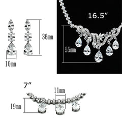 Alamode Rhodium Brass Jewelry Sets with AAA Grade CZ in Clear - Flyclothing LLC