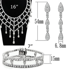 Alamode Rhodium Brass Jewelry Sets with AAA Grade CZ in Clear - Flyclothing LLC