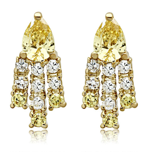 Alamode Gold Brass Jewelry Sets with AAA Grade CZ in Topaz - Alamode