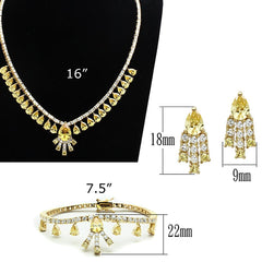 Alamode Gold Brass Jewelry Sets with AAA Grade CZ in Topaz - Flyclothing LLC