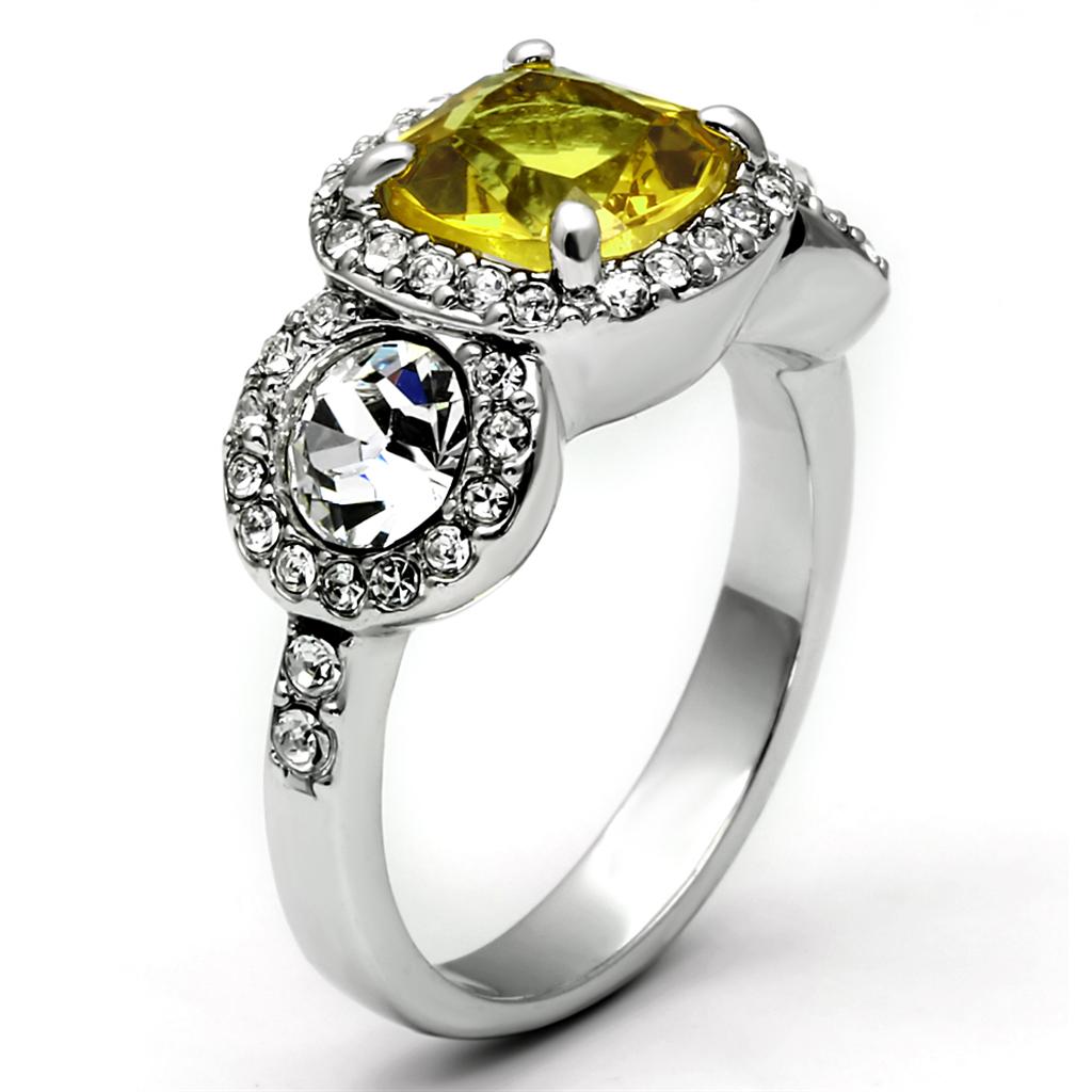 Alamode Rhodium Brass Ring with Synthetic Synthetic Glass in Topaz - Flyclothing LLC