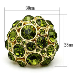 Alamode Gold Brass Ring with Top Grade Crystal in Olivine color - Flyclothing LLC