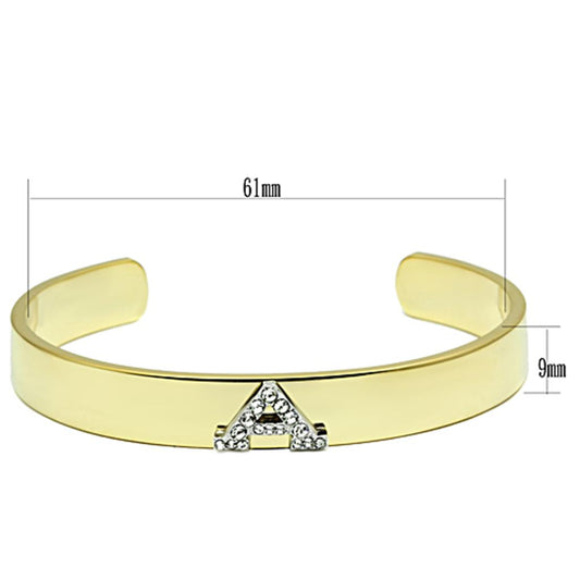 Alamode Gold+Rhodium White Metal Bangle with Top Grade Crystal in Clear - Flyclothing LLC