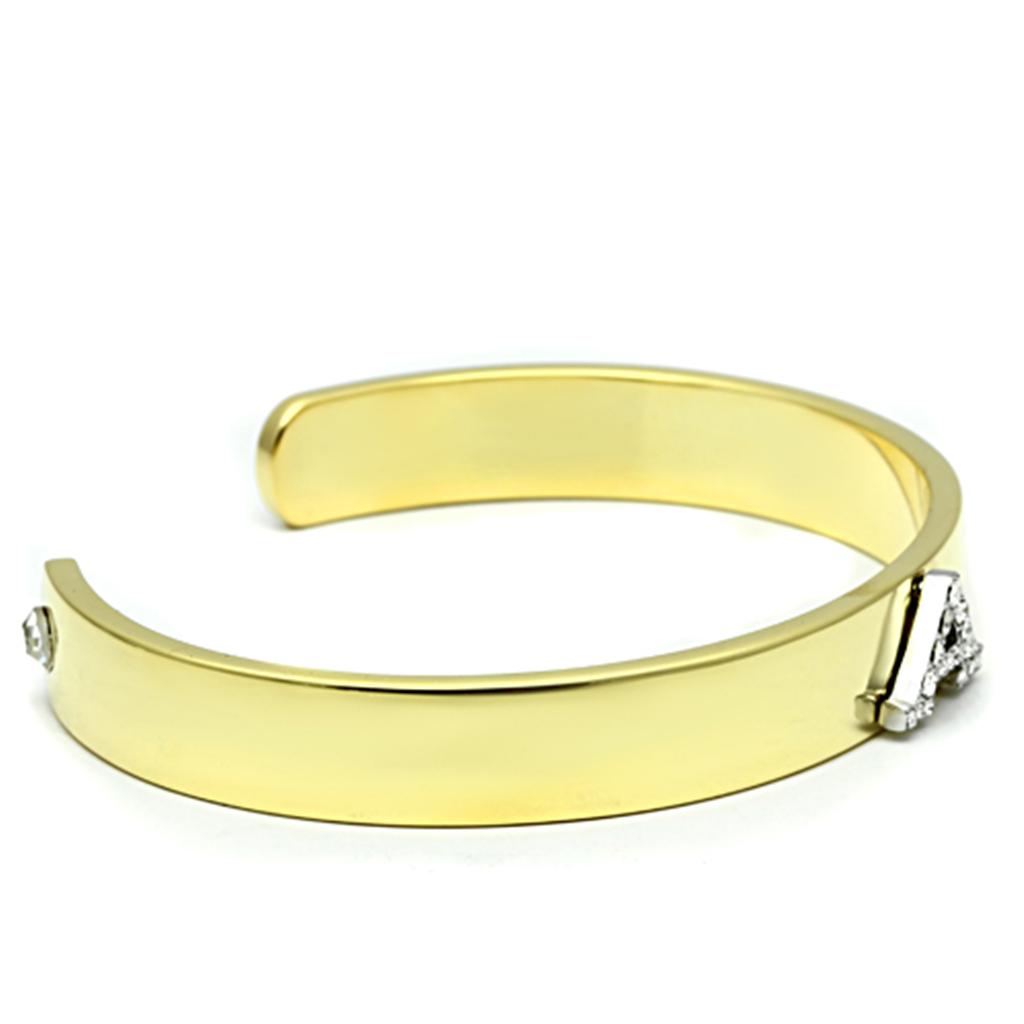 Alamode Gold+Rhodium White Metal Bangle with Top Grade Crystal in Clear - Flyclothing LLC