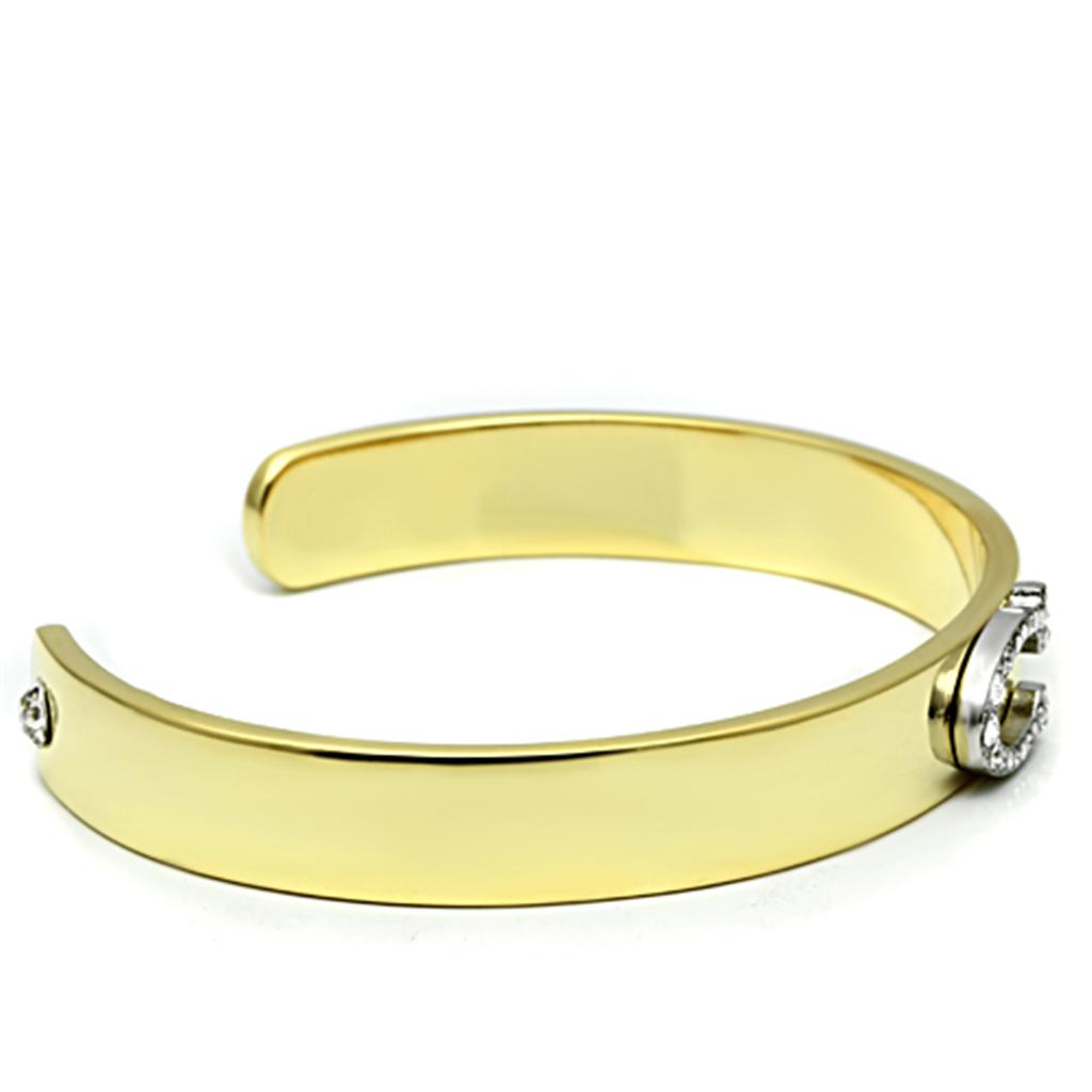 Alamode Gold+Rhodium White Metal Bangle with Top Grade Crystal in Clear - Flyclothing LLC