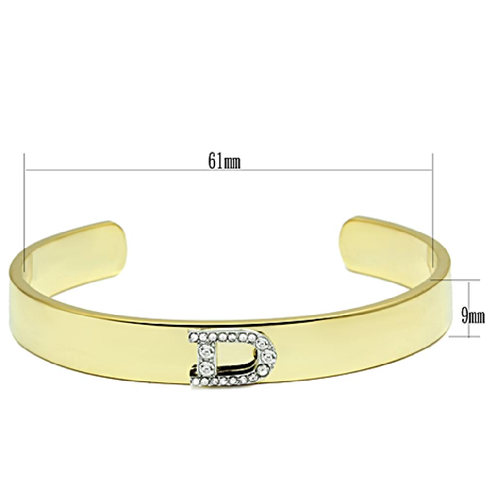 Alamode Gold+Rhodium White Metal Bangle with Top Grade Crystal in Clear - Flyclothing LLC