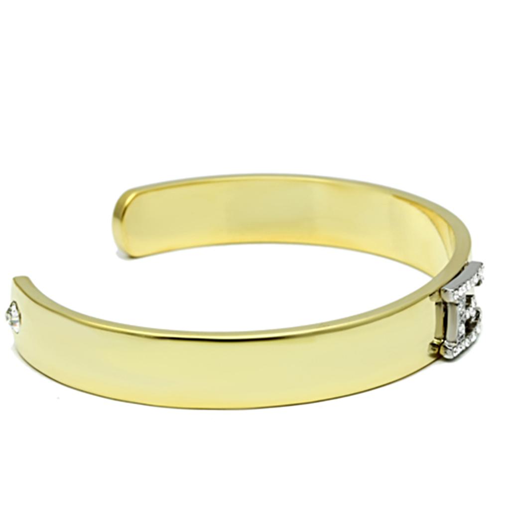 Alamode Gold+Rhodium White Metal Bangle with Top Grade Crystal in Clear - Flyclothing LLC