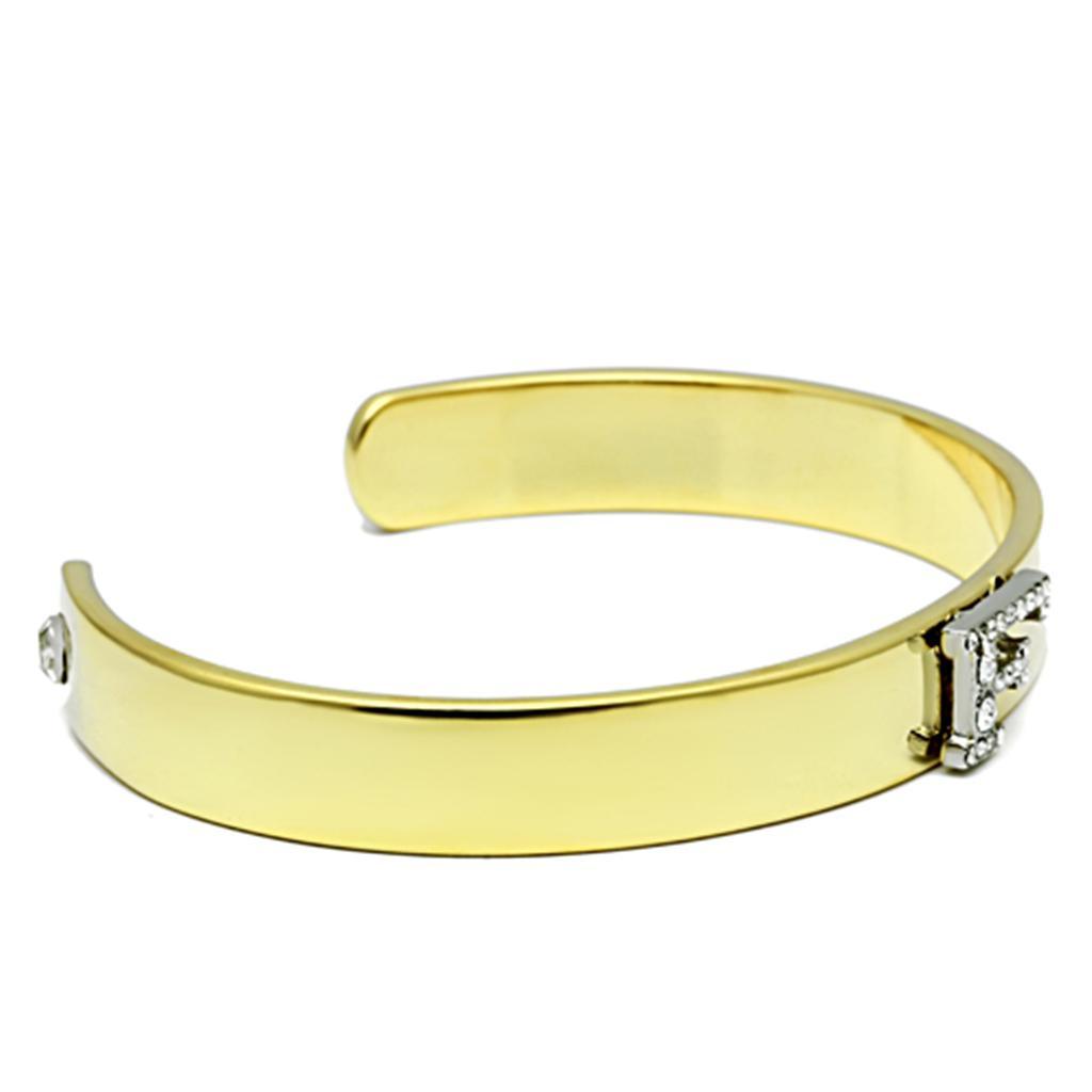 Alamode Gold+Rhodium White Metal Bangle with Top Grade Crystal in Clear - Flyclothing LLC