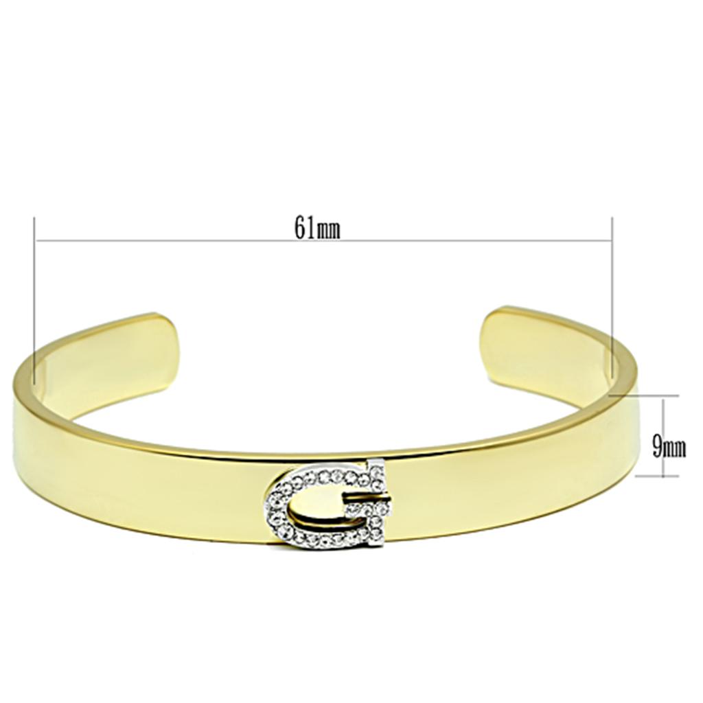 Alamode Gold+Rhodium White Metal Bangle with Top Grade Crystal in Clear - Flyclothing LLC