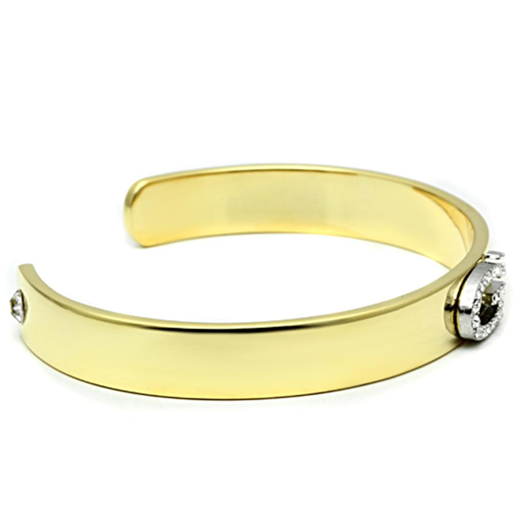 Alamode Gold+Rhodium White Metal Bangle with Top Grade Crystal in Clear - Flyclothing LLC