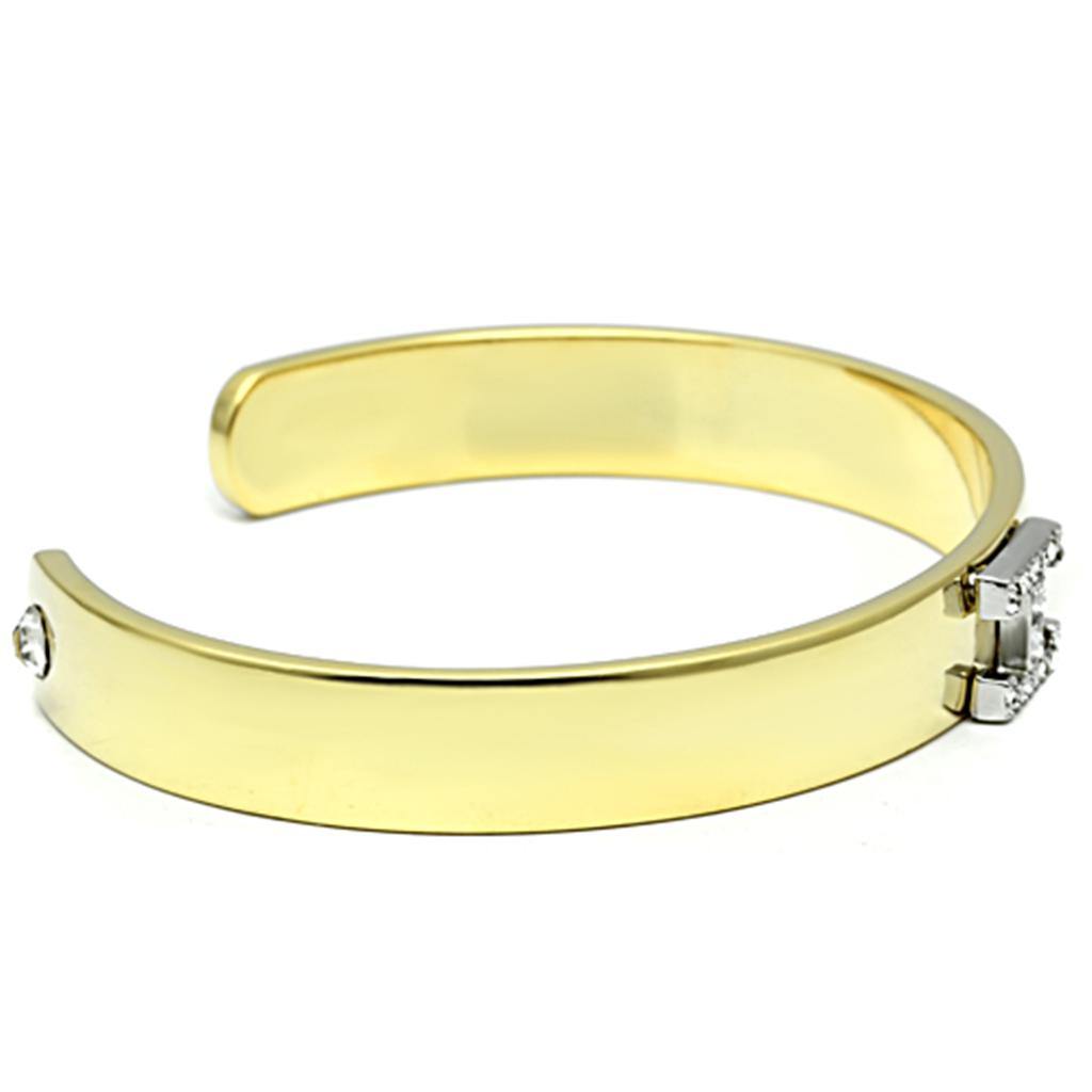 Alamode Gold+Rhodium White Metal Bangle with Top Grade Crystal in Clear - Flyclothing LLC