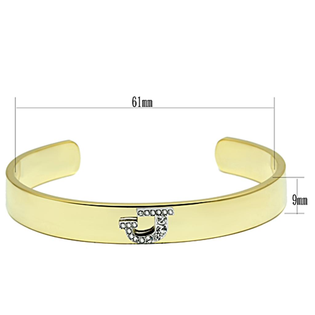 Alamode Gold+Rhodium White Metal Bangle with Top Grade Crystal in Clear - Flyclothing LLC