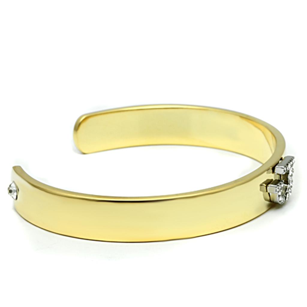 Alamode Gold+Rhodium White Metal Bangle with Top Grade Crystal in Clear - Flyclothing LLC