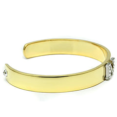 Alamode Gold+Rhodium White Metal Bangle with Top Grade Crystal in Clear - Flyclothing LLC