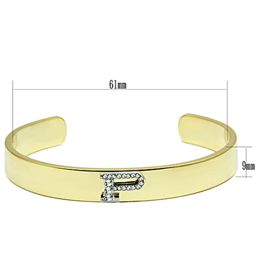 Alamode Gold+Rhodium White Metal Bangle with Top Grade Crystal in Clear - Flyclothing LLC