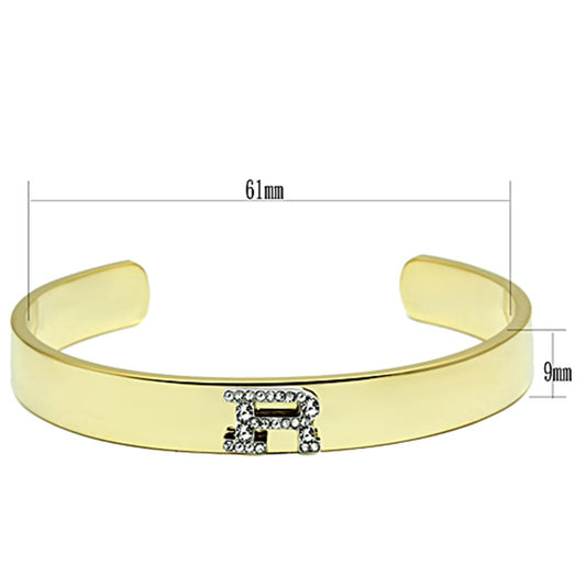 Alamode Gold+Rhodium White Metal Bangle with Top Grade Crystal in Clear - Flyclothing LLC