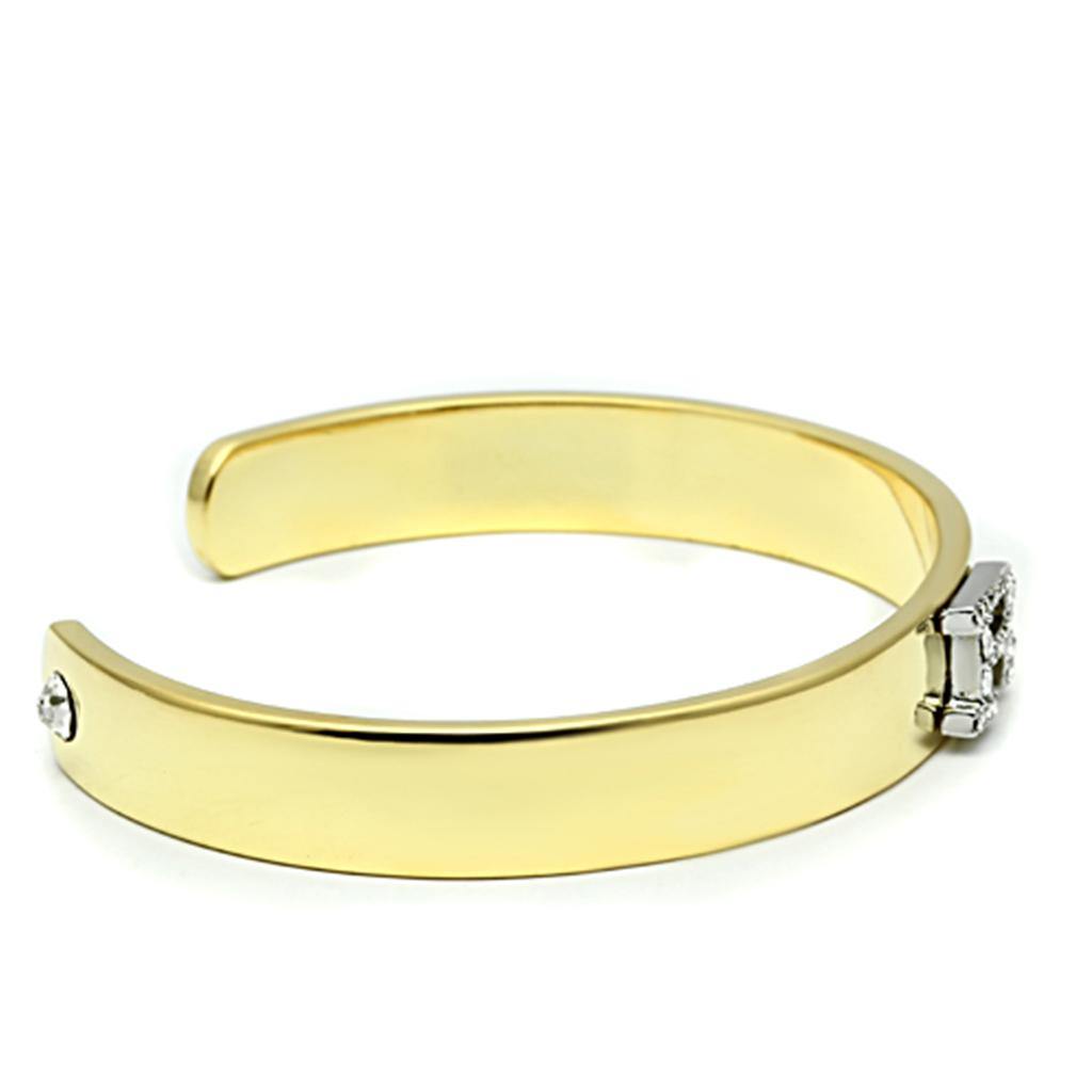 Alamode Gold+Rhodium White Metal Bangle with Top Grade Crystal in Clear - Flyclothing LLC