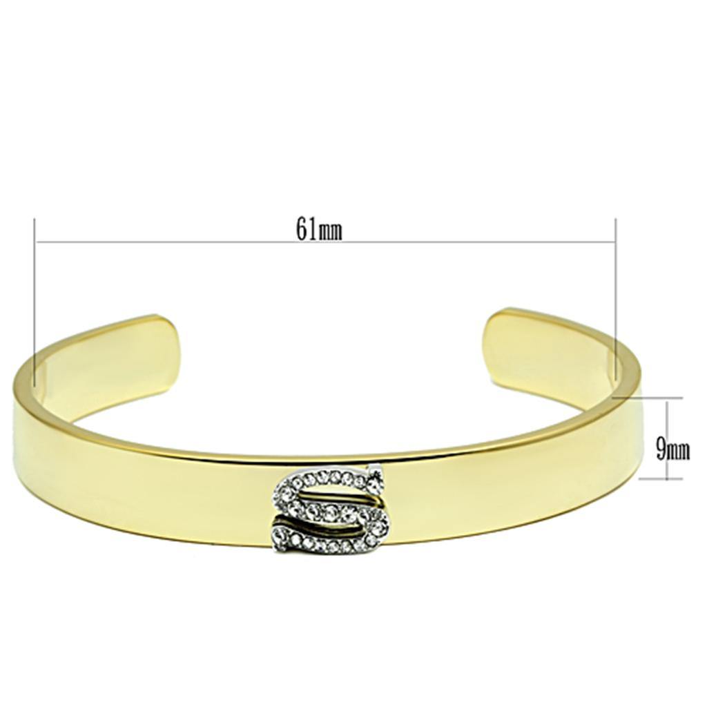 Alamode Gold+Rhodium White Metal Bangle with Top Grade Crystal in Clear - Flyclothing LLC