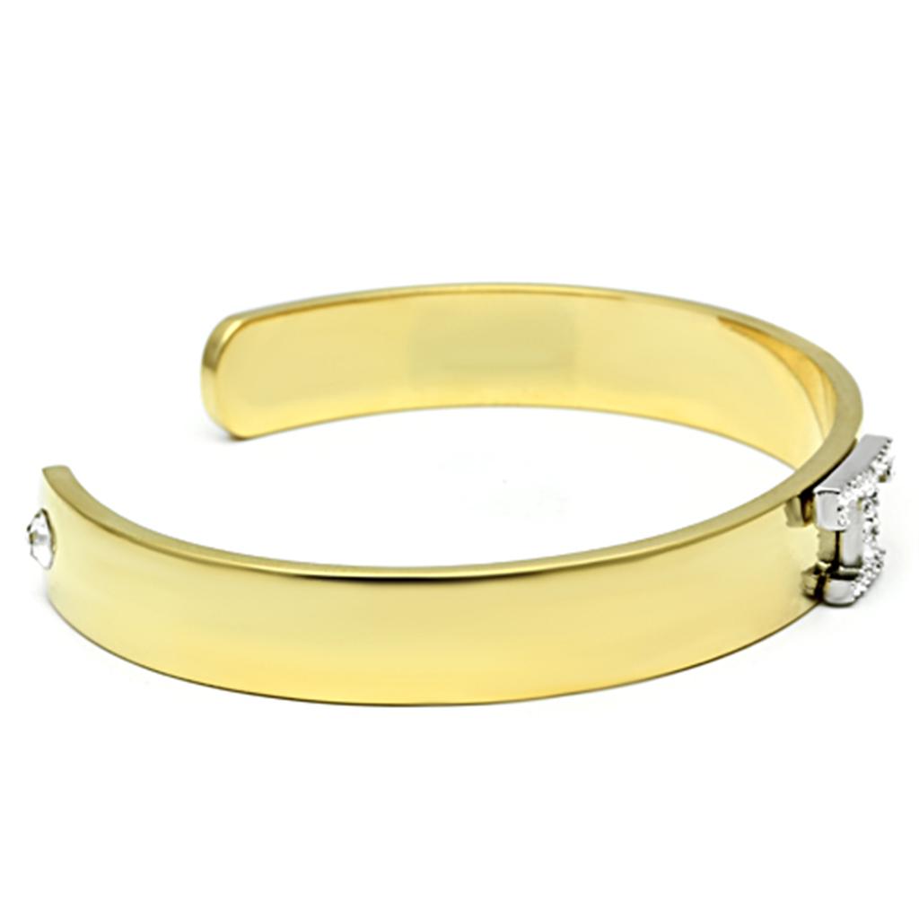 Alamode Gold+Rhodium White Metal Bangle with Top Grade Crystal in Clear - Flyclothing LLC