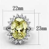 Alamode Rhodium Brass Ring with AAA Grade CZ in Apple Green color - Flyclothing LLC