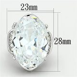 Alamode Rhodium Brass Ring with AAA Grade CZ in Clear - Flyclothing LLC