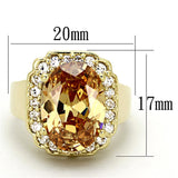 Alamode Gold Brass Ring with AAA Grade CZ in Topaz - Flyclothing LLC