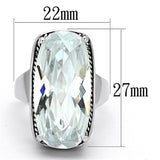 Alamode Rhodium Brass Ring with AAA Grade CZ in Clear - Flyclothing LLC