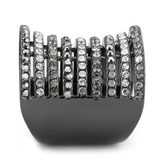 Alamode Ruthenium Brass Ring with Top Grade Crystal in Black Diamond - Alamode