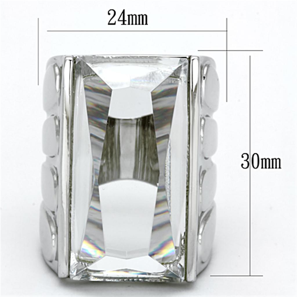 Alamode Rhodium Brass Ring with AAA Grade CZ in Clear - Flyclothing LLC