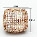 Alamode Rose Gold Brass Ring with AAA Grade CZ in Clear - Alamode