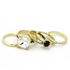 Alamode Gold Brass Ring with Top Grade Crystal in Clear - Flyclothing LLC