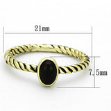 Alamode Gold Brass Ring with Synthetic Onyx in Jet - Flyclothing LLC