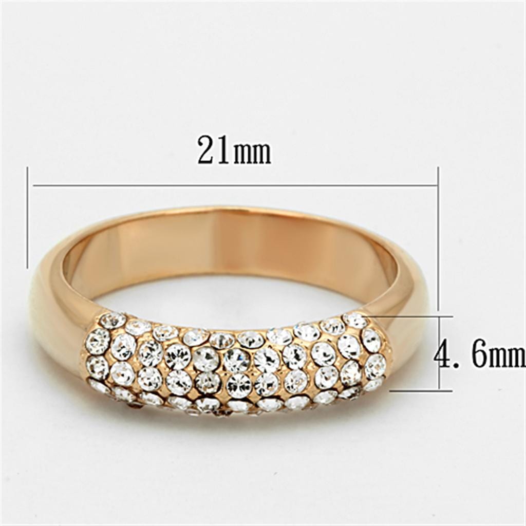 Alamode Rose Gold Brass Ring with Top Grade Crystal in Clear - Alamode