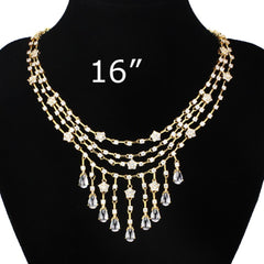 Alamode Gold Brass Jewelry Sets with AAA Grade CZ in Clear - Flyclothing LLC