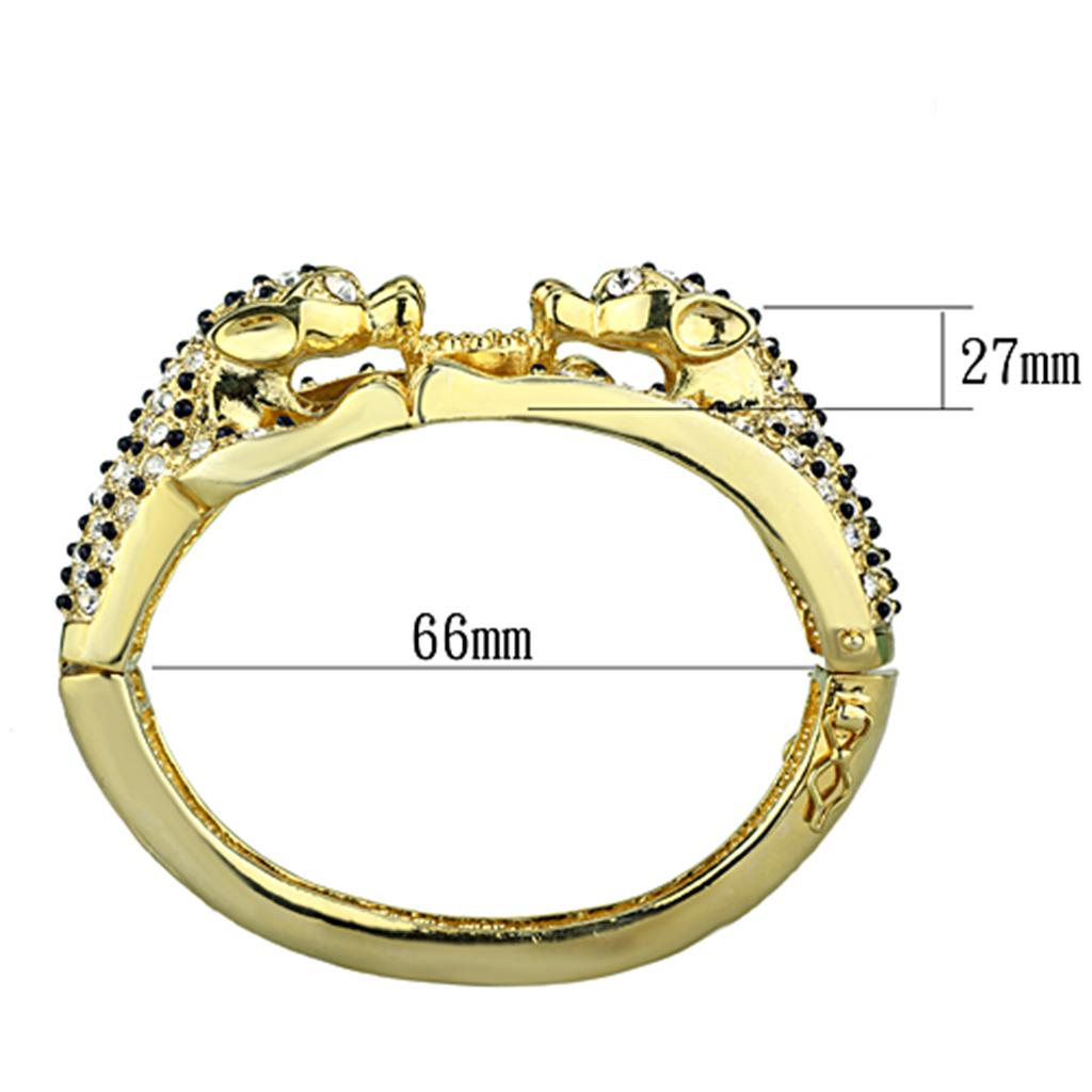 Alamode Gold Brass Bangle with Top Grade Crystal in Clear - Flyclothing LLC