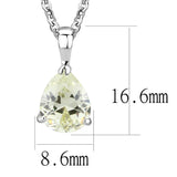 Alamode Rhodium Brass Chain Pendant with AAA Grade CZ in Citrine Yellow - Alamode