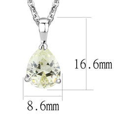 Alamode Rhodium Brass Chain Pendant with AAA Grade CZ in Citrine Yellow - Alamode