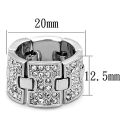 Alamode Rhodium Brass Ring with Top Grade Crystal in Clear - Alamode