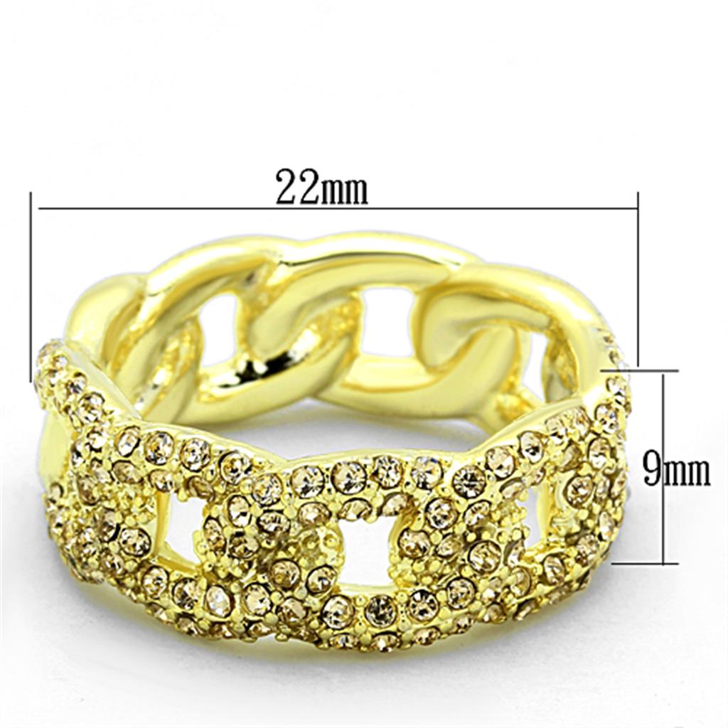 Alamode Gold Brass Ring with Top Grade Crystal in Light Smoked - Flyclothing LLC