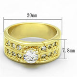 Alamode Gold Brass Ring with AAA Grade CZ in Clear - Alamode