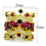 Alamode Gold Brass Ring with AAA Grade CZ in Multi Color - Flyclothing LLC