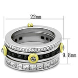 Alamode Reverse Two-Tone Brass Ring with AAA Grade CZ in Black Diamond - Alamode