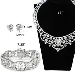 Alamode Rhodium Brass Jewelry Sets with AAA Grade CZ in Clear - Flyclothing LLC