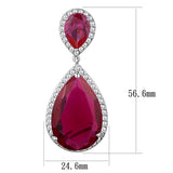 Alamode Rhodium Brass Earrings with AAA Grade CZ in Ruby - Flyclothing LLC