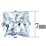 Alamode High polished (no plating) Stainless Steel Earrings with AAA Grade CZ in Clear - Flyclothing LLC