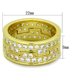 Alamode Gold Brass Ring with AAA Grade CZ in Clear - Flyclothing LLC