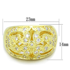 Alamode Gold Brass Ring with AAA Grade CZ in Clear - Flyclothing LLC