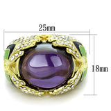 Alamode Gold Brass Ring with AAA Grade CZ in Amethyst - Flyclothing LLC