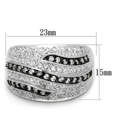 Alamode Rhodium + Ruthenium Brass Ring with AAA Grade CZ in Clear - Alamode